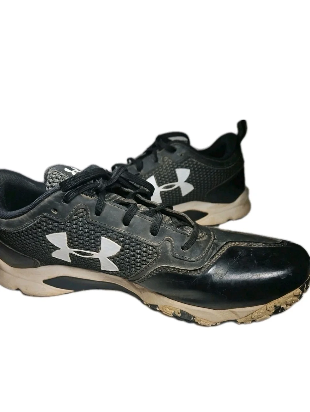 Under Armour Men Sz13 Black/White Rubber Turf Trainer Athletic Traction Y2K[6E